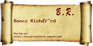 Boncz Richárd névjegykártya