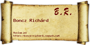 Boncz Richárd névjegykártya